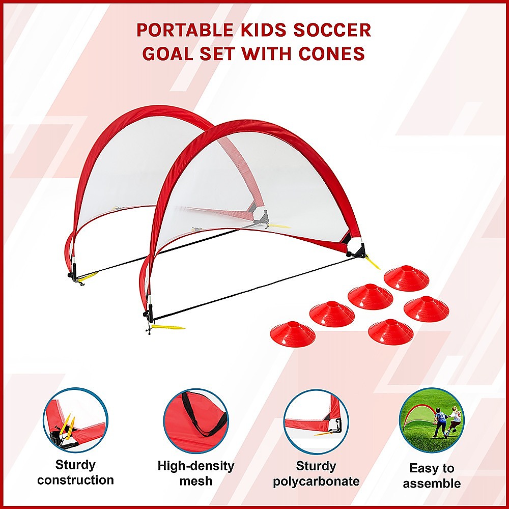 Portable Kids Soccer Goal Set with Cones V63-833571