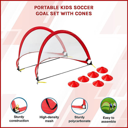Portable Kids Soccer Goal Set with Cones V63-833571