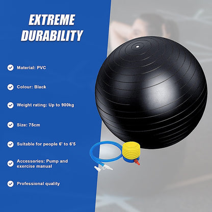 75cm Static Strength Exercise Stability Ball with Pump V63-833581
