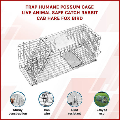 Trap Humane Possum Cage Live Animal Safe Catch Rabbit Cat Hare Fox Bird V63-833601