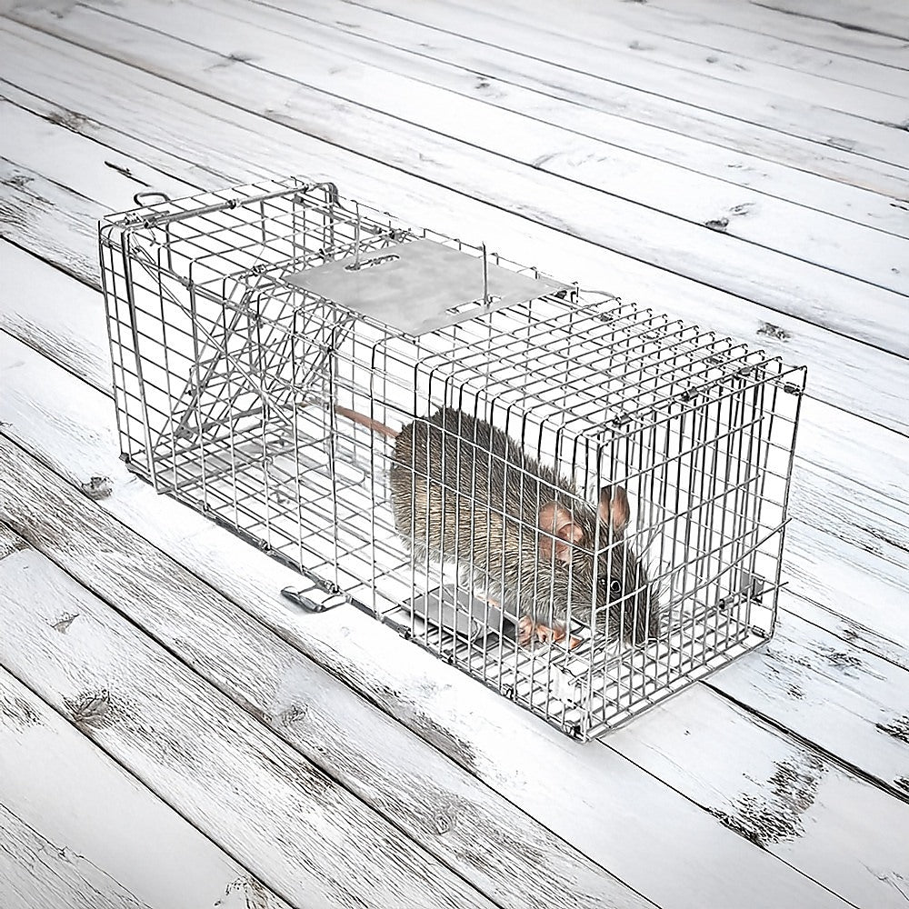 Trap Humane Possum Cage Live Animal Safe Catch Rabbit Cat Hare Fox Bird V63-833601