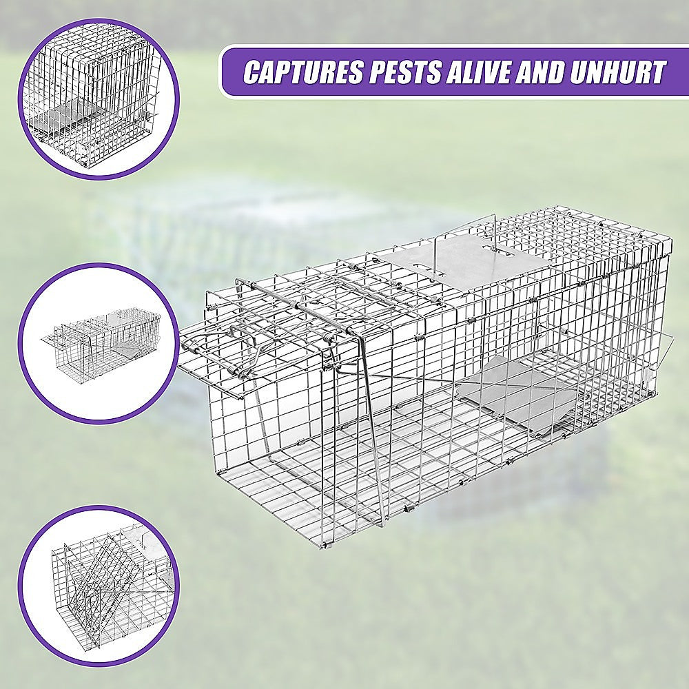 Trap Humane Possum Cage Live Animal Safe Catch Rabbit Cat Hare Fox Bird V63-833601