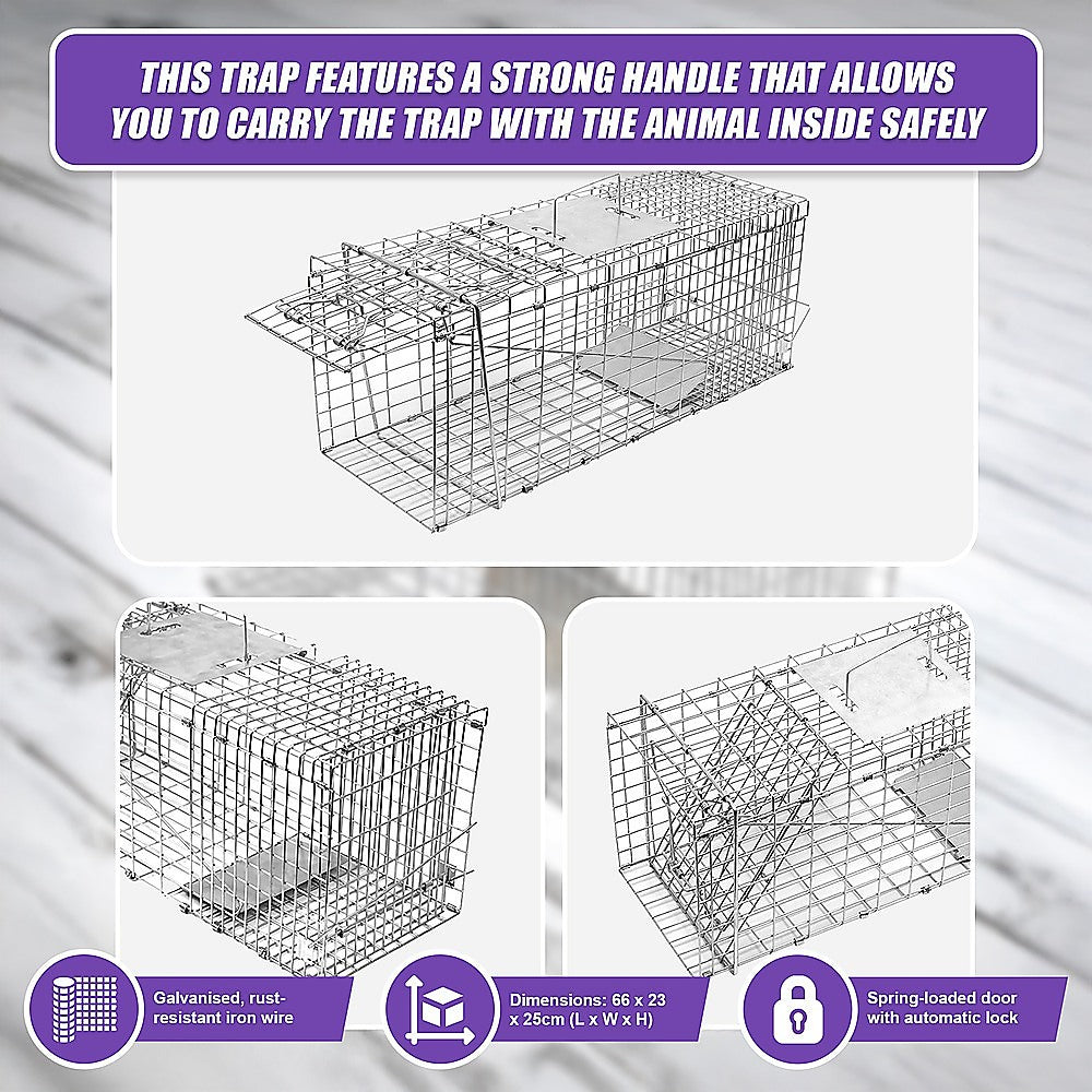 Trap Humane Possum Cage Live Animal Safe Catch Rabbit Cat Hare Fox Bird V63-833601