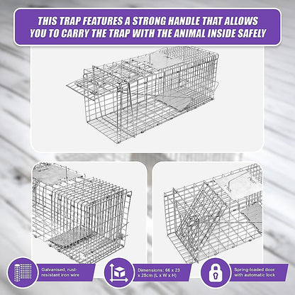 Trap Humane Possum Cage Live Animal Safe Catch Rabbit Cat Hare Fox Bird V63-833601