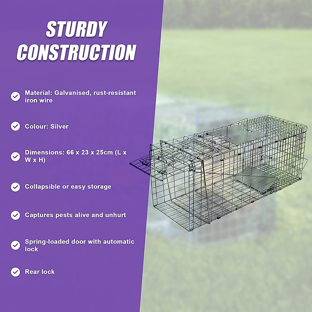 Trap Humane Possum Cage Live Animal Safe Catch Rabbit Cat Hare Fox Bird V63-833601