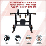 Heavy Duty Wall Mounted Power Station Pull Up Dip Knee Raise Bar V63-833631