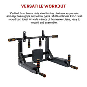 Heavy Duty Wall Mounted Power Station Pull Up Dip Knee Raise Bar V63-833631