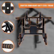 Heavy Duty Wall Mounted Power Station Pull Up Dip Knee Raise Bar V63-833631