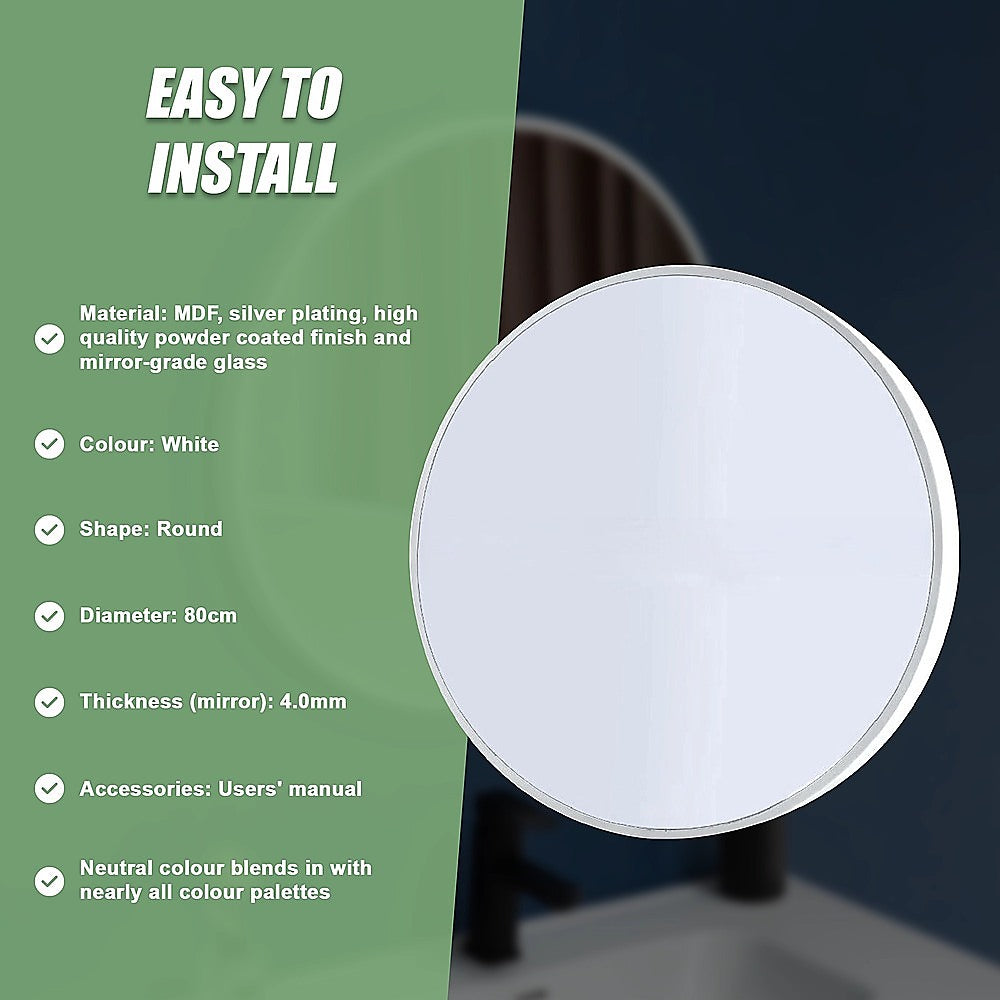 80cm Round Wall Mirror Bathroom Makeup Mirror by Della Francesca V63-833691