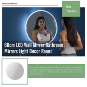 60cm LED Wall Mirror Bathroom Mirrors Light Decor Round V63-833741