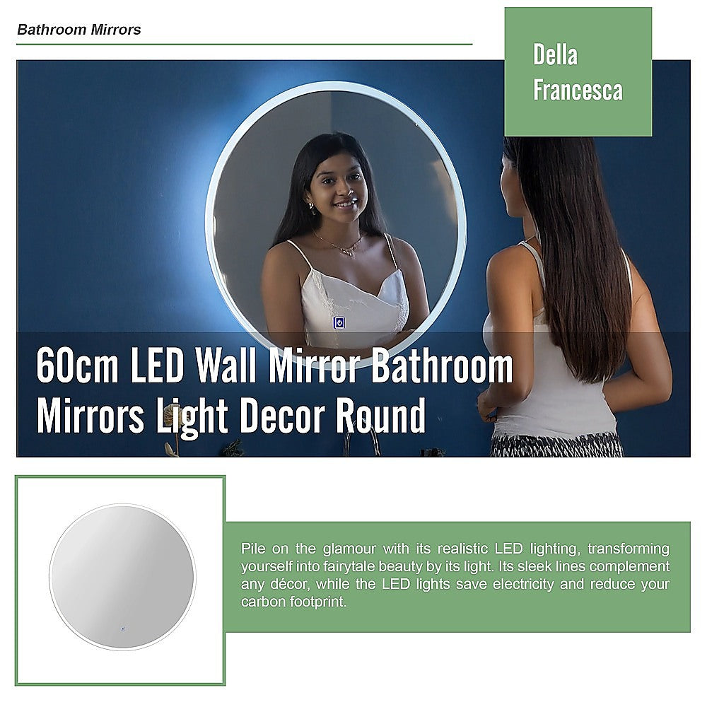 60cm LED Wall Mirror Bathroom Mirrors Light Decor Round V63-833741