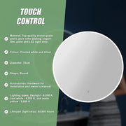 70cm LED Wall Mirror Bathroom Mirrors Light Decor Round V63-833751