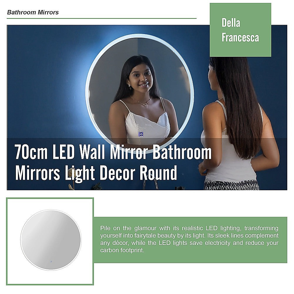 70cm LED Wall Mirror Bathroom Mirrors Light Decor Round V63-833751