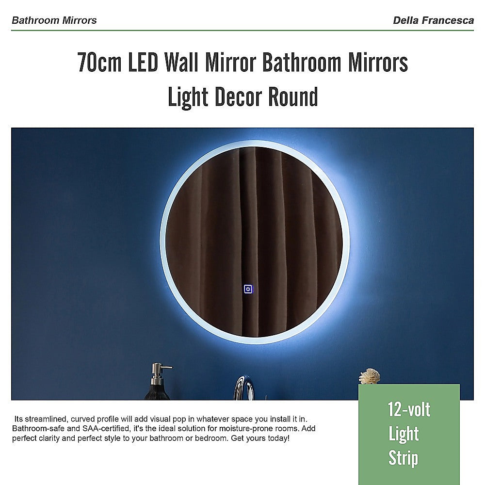70cm LED Wall Mirror Bathroom Mirrors Light Decor Round V63-833751