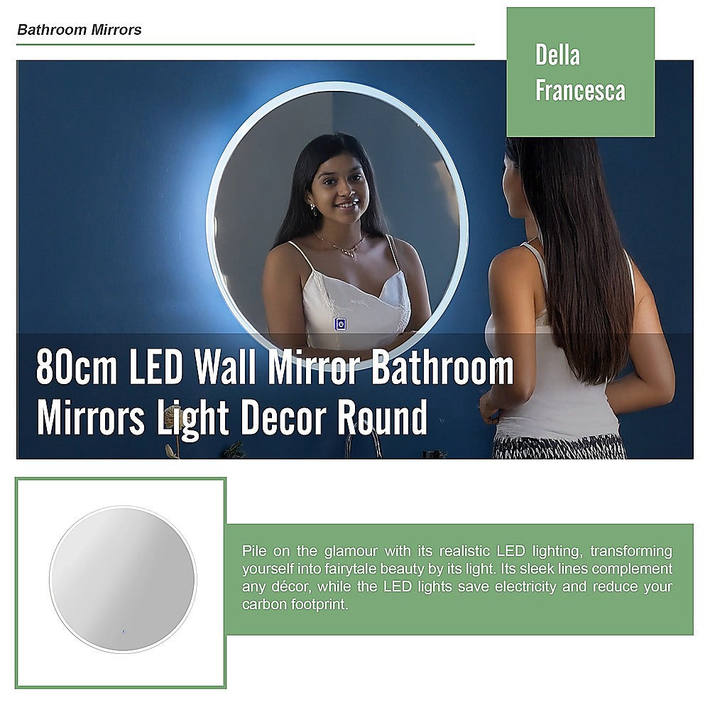 80cm LED Wall Mirror Bathroom Mirrors Light Decor Round V63-833761