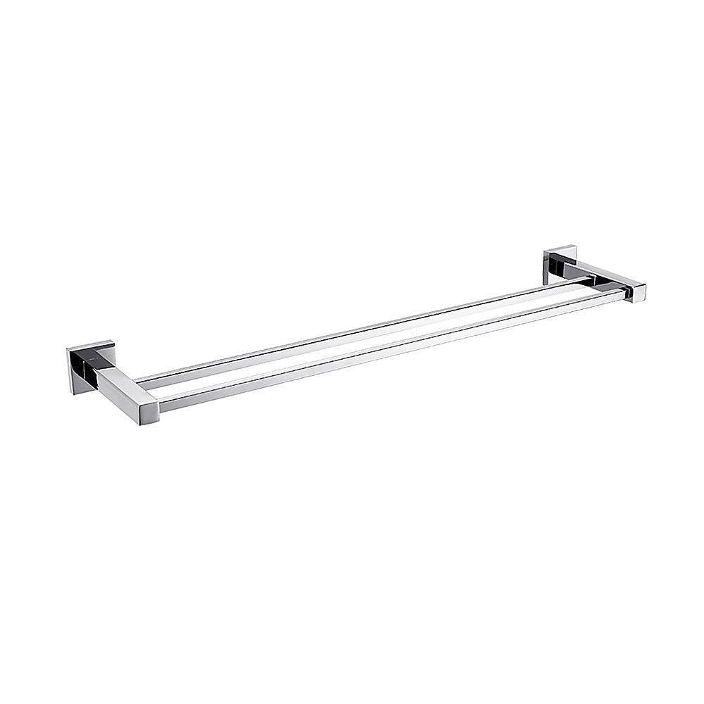 Double Classic Chrome Towel Bar Rail Bathroom