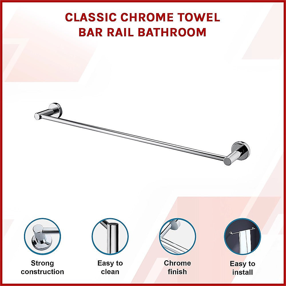 Classic Chrome Towel Bar Rail Bathroom