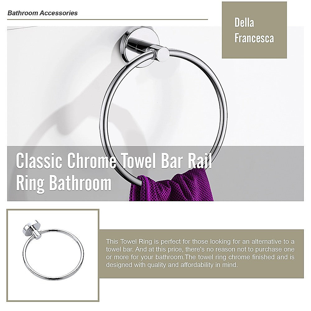 Classic Chrome Towel Bar Rail Ring Bathroom V63-833871