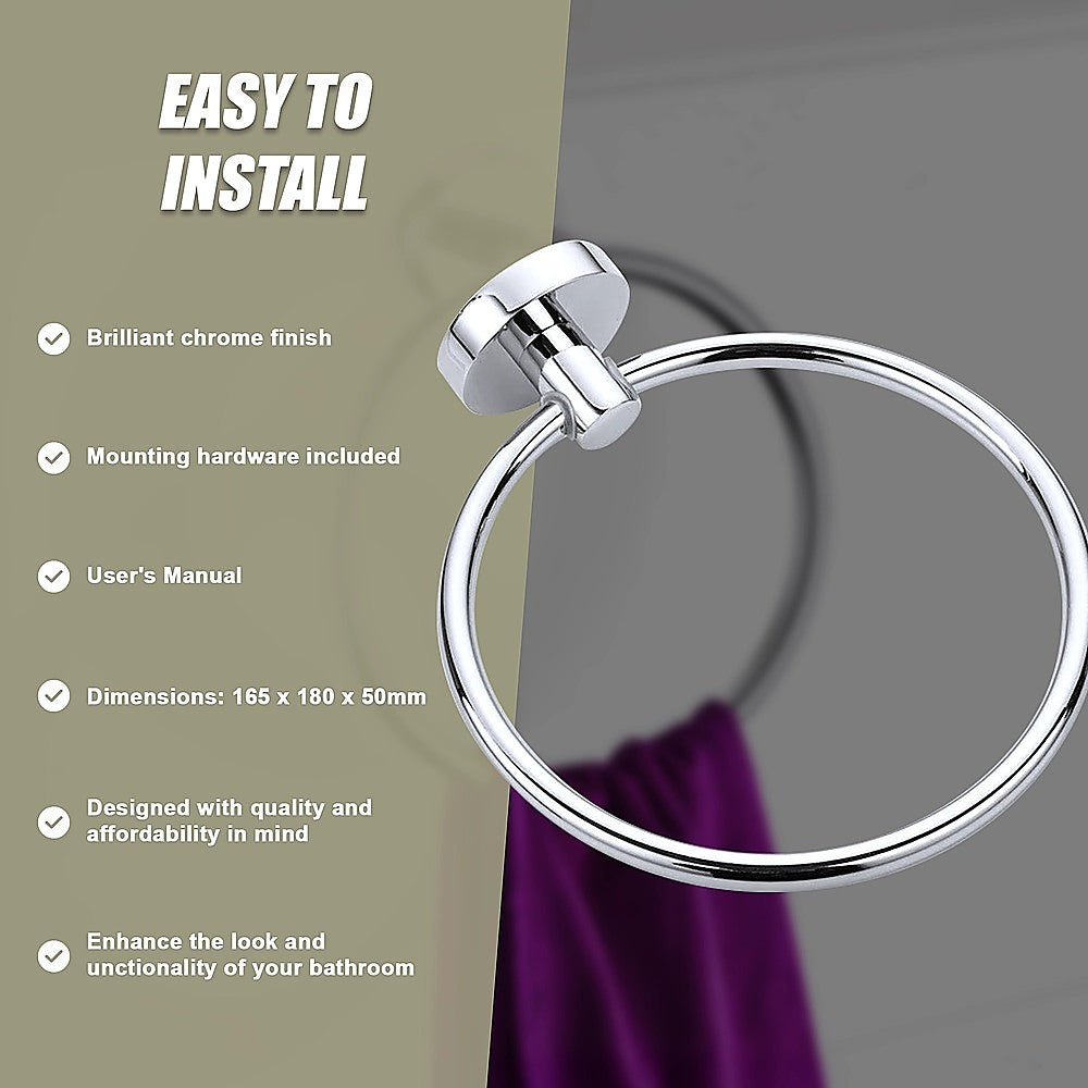 Classic Chrome Towel Bar Rail Ring Bathroom V63-833871