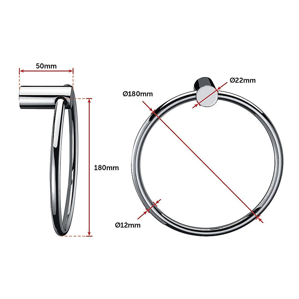 Classic Chrome Towel Bar Rail Ring Bathroom V63-833871