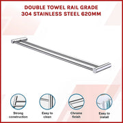 Double Towel Rail Grade 304 Stainless Steel 620mm V63-833921
