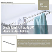 Double Towel Rail Grade 304 Stainless Steel 620mm V63-833921