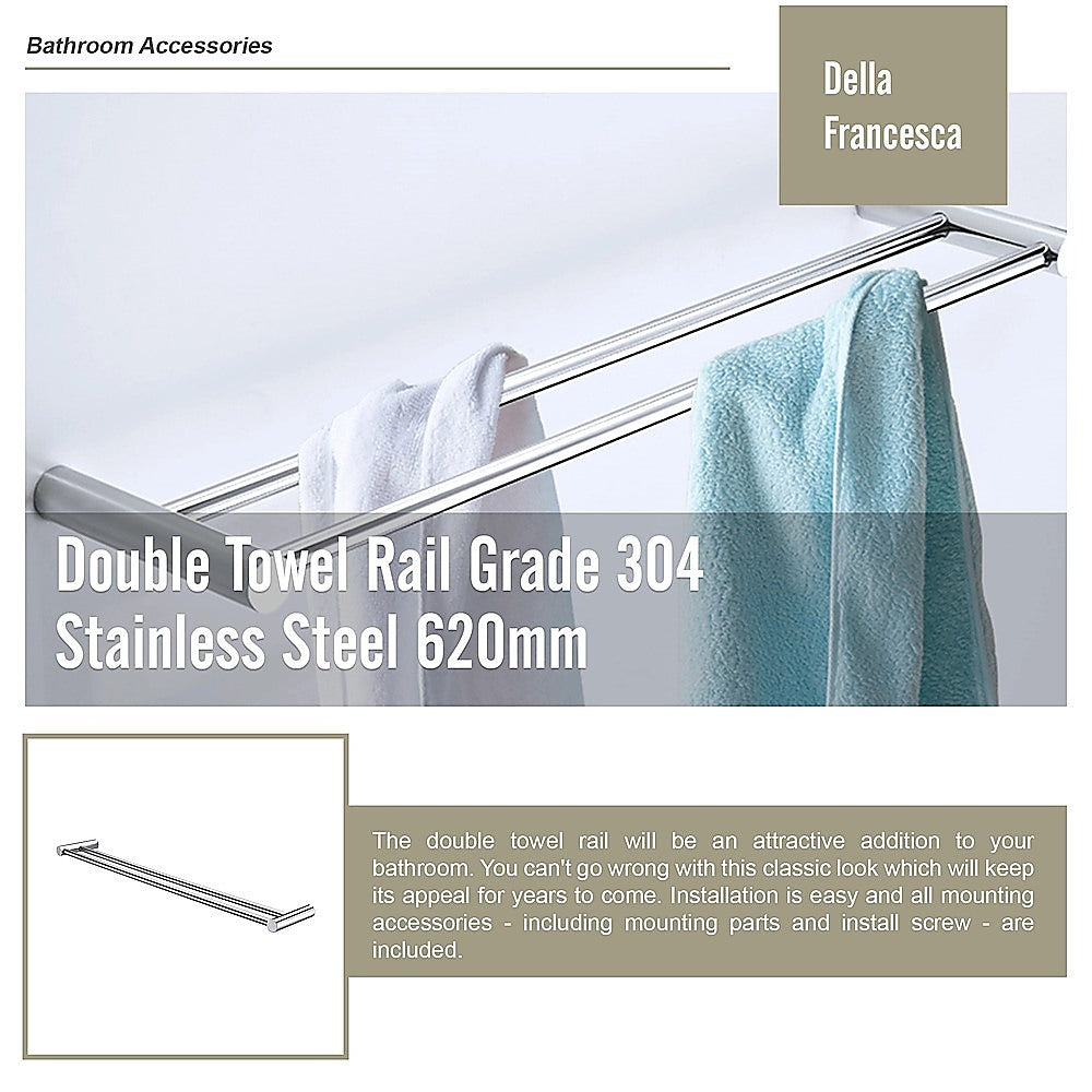 Double Towel Rail Grade 304 Stainless Steel 620mm V63-833921
