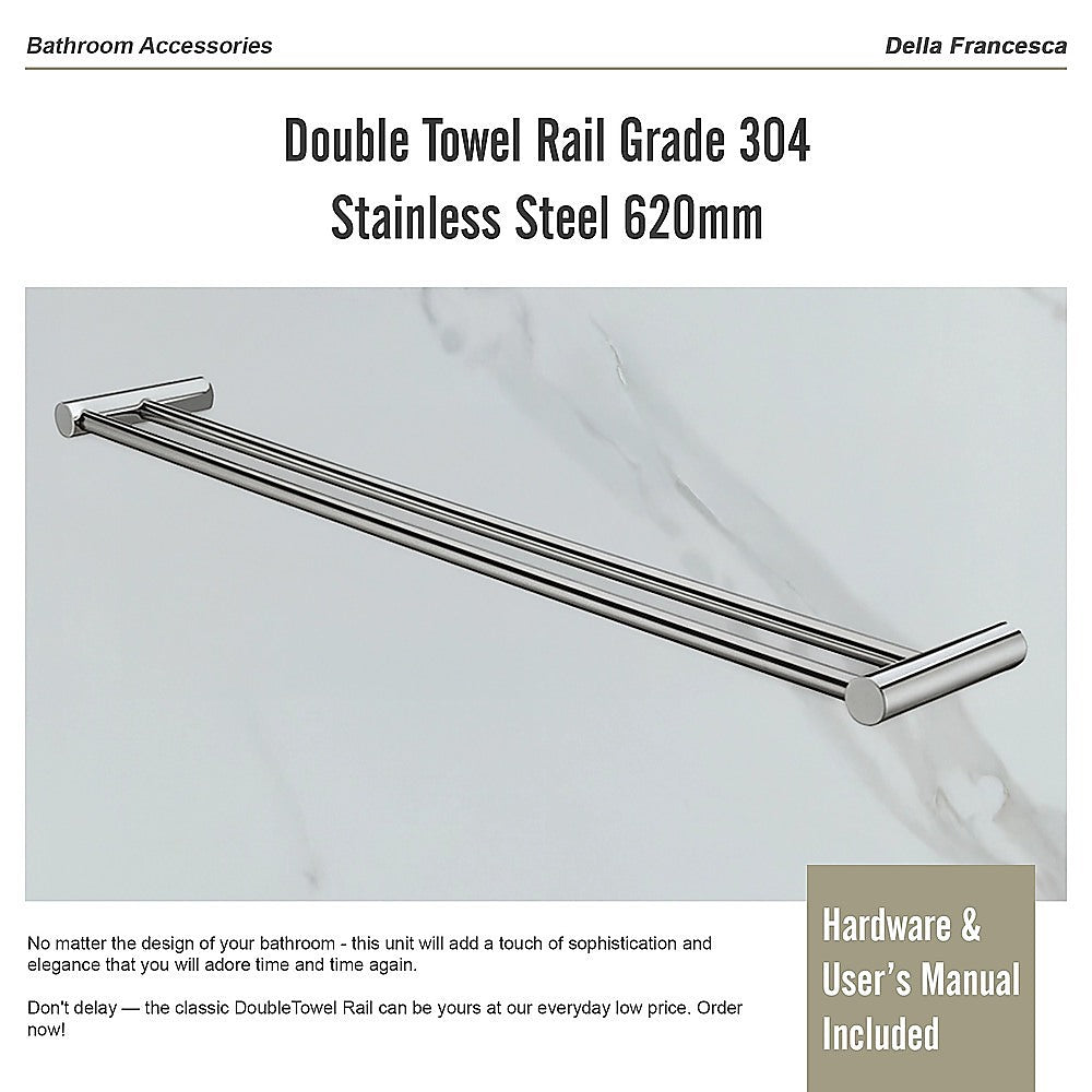 Double Towel Rail Grade 304 Stainless Steel 620mm V63-833921