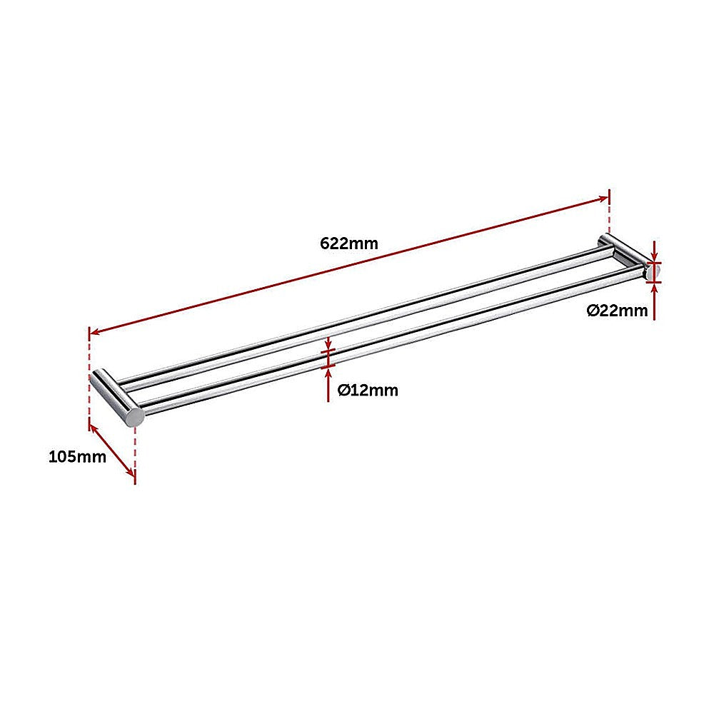 Double Towel Rail Grade 304 Stainless Steel 620mm V63-833921
