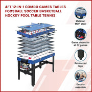 4FT 12-in-1 Combo Games Tables Foosball Soccer Basketball Hockey Pool Table Tennis V63-834021