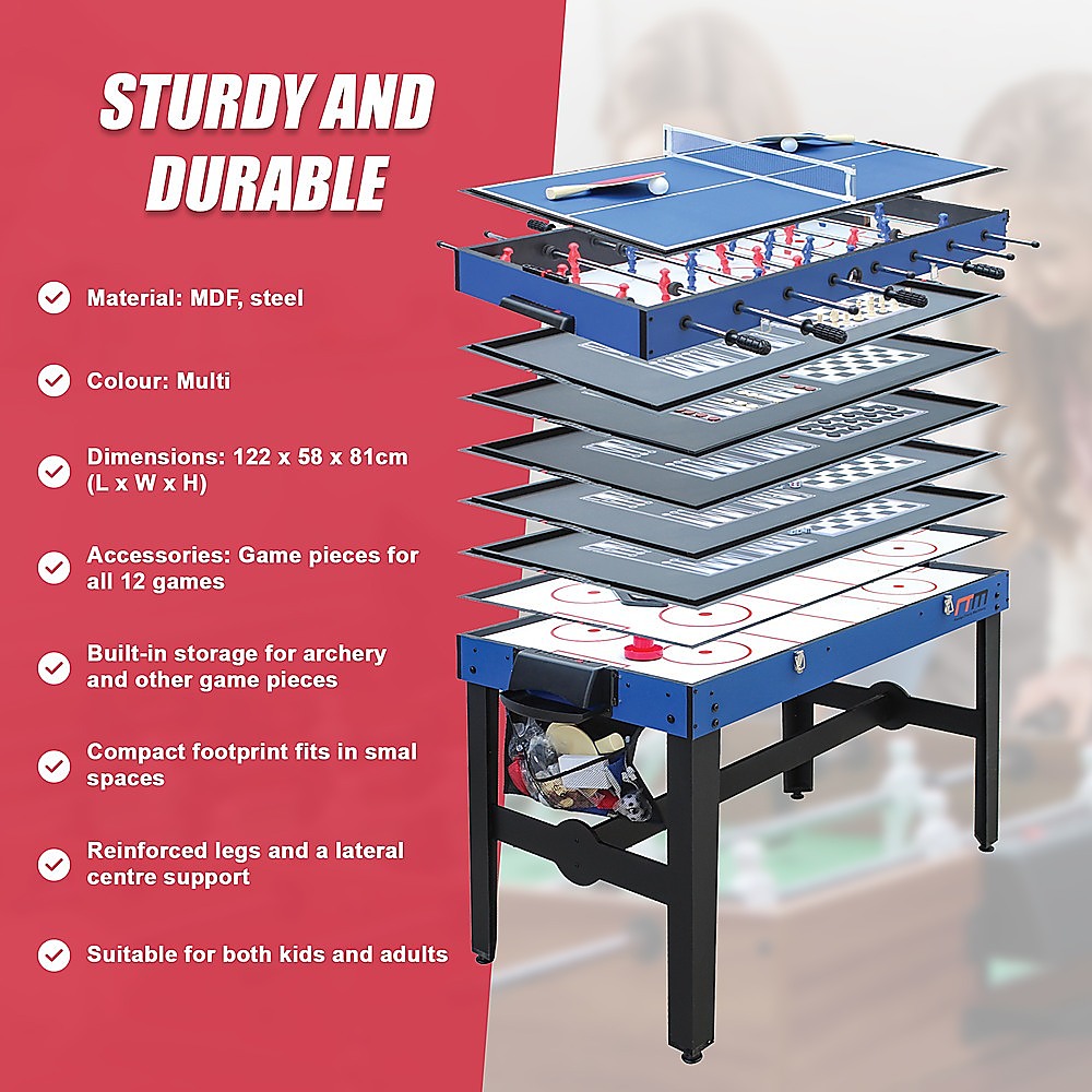 4FT 12-in-1 Combo Games Tables Foosball Soccer Basketball Hockey Pool Table Tennis V63-834021