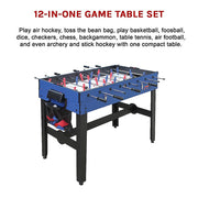 4FT 12-in-1 Combo Games Tables Foosball Soccer Basketball Hockey Pool Table Tennis V63-834021