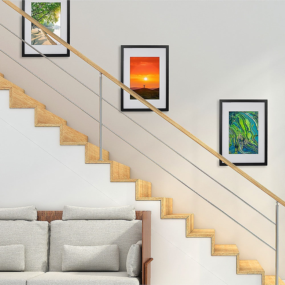 Photo Frames Collage Black A3 Picture Frame Wall Set Home Decor 3PCS V63-834041
