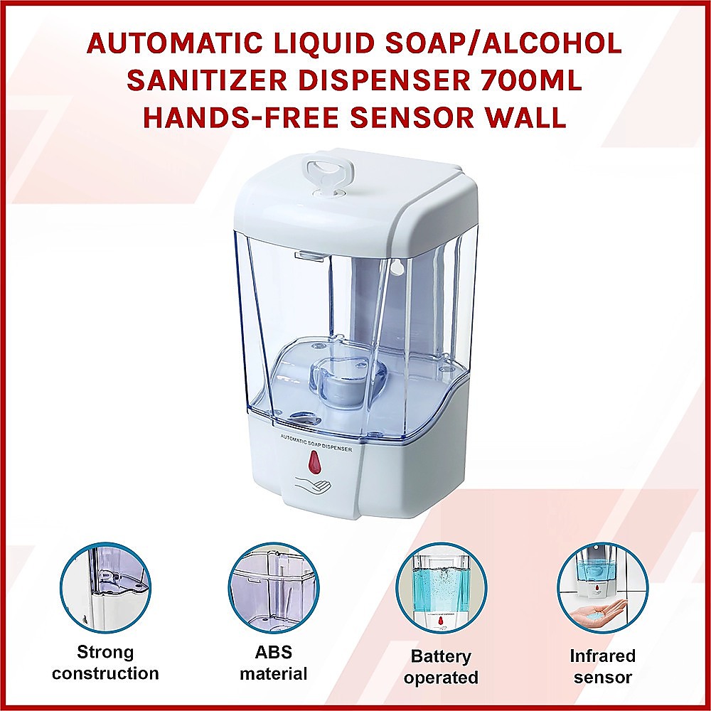 Automatic Liquid Soap/Alcohol Sanitizer Dispenser 700ML Hands-Free Sensor Wall V63-834051