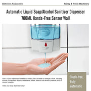 Automatic Liquid Soap/Alcohol Sanitizer Dispenser 700ML Hands-Free Sensor Wall V63-834051