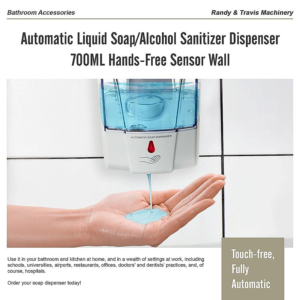 Automatic Liquid Soap/Alcohol Sanitizer Dispenser 700ML Hands-Free Sensor Wall V63-834051