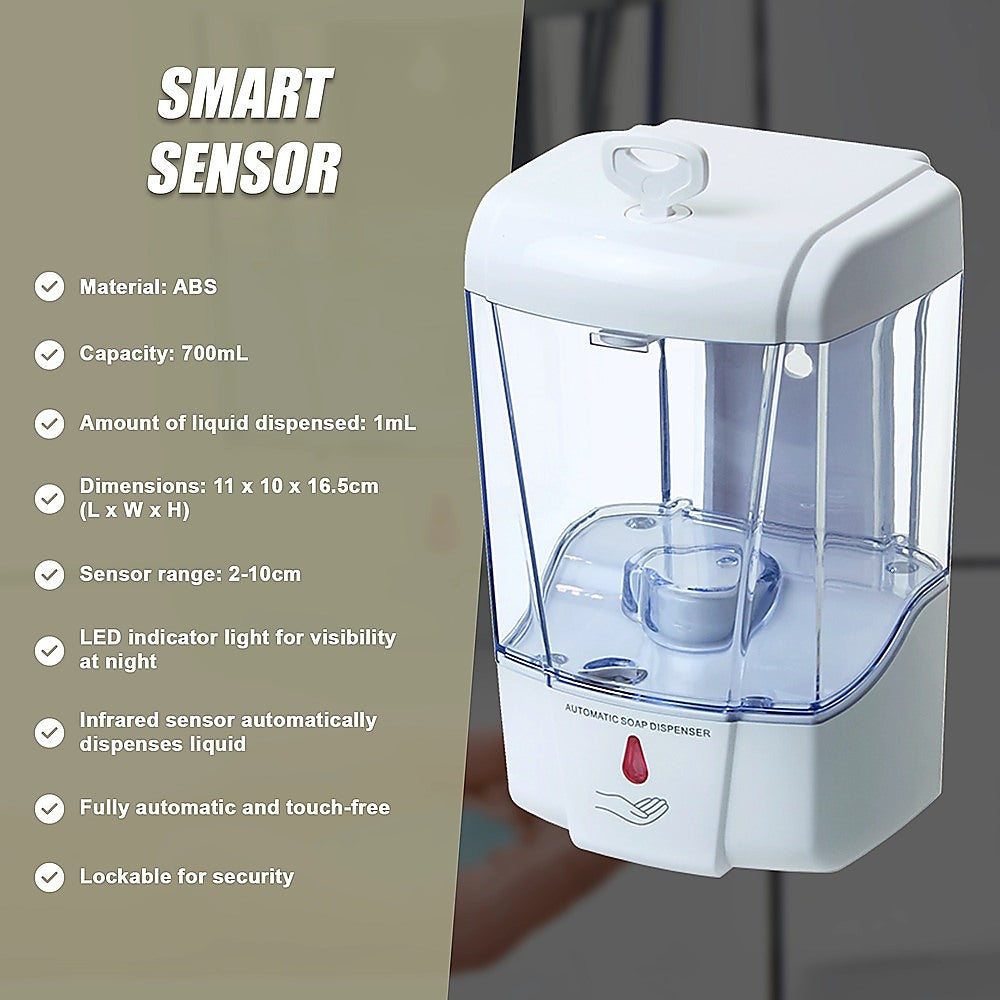 Automatic Liquid Soap/Alcohol Sanitizer Dispenser 700ML Hands-Free Sensor Wall V63-834051
