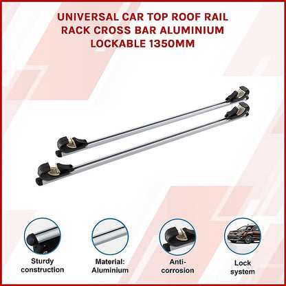 Universal Car Top Roof Rail Rack Cross Bar Aluminium Lockable 1350MM V63-834071