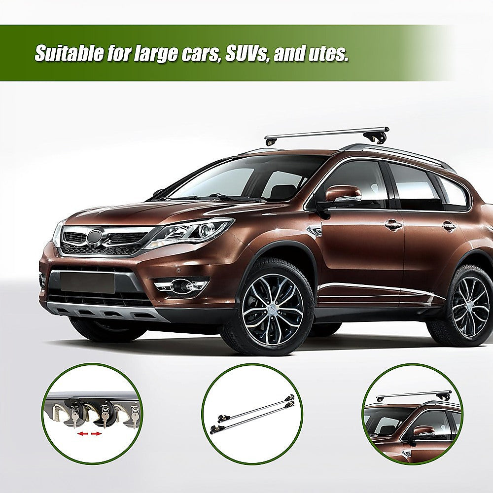 Universal Car Top Roof Rail Rack Cross Bar Aluminium Lockable 1350MM V63-834071