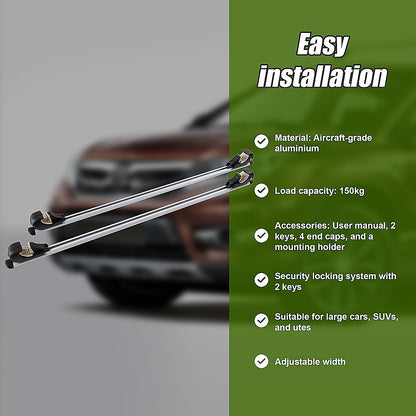 Universal Car Top Roof Rail Rack Cross Bar Aluminium Lockable 1350MM V63-834071