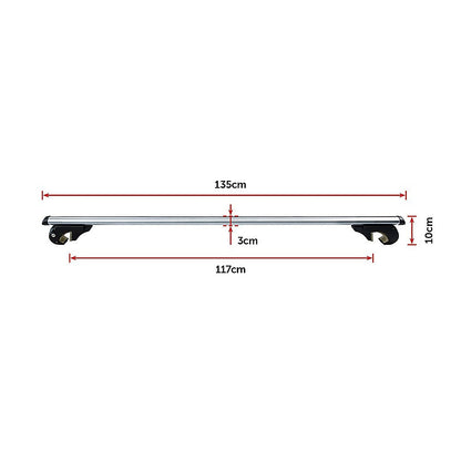 Universal Car Top Roof Rail Rack Cross Bar Aluminium Lockable 1350MM V63-834071
