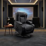 Recliner Chair - Electric Massage Lift Chair with Heat Function PU Leather Lounge Sofa Black V63-834091