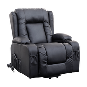 Recliner Chair - Electric Massage Lift Chair with Heat Function PU Leather Lounge Sofa Black V63-834091