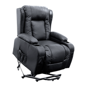 Recliner Chair - Electric Massage Lift Chair with Heat Function PU Leather Lounge Sofa Black V63-834091