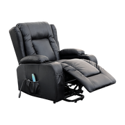 Recliner Chair - Electric Massage Lift Chair with Heat Function PU Leather Lounge Sofa Black V63-834091