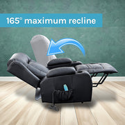 Recliner Chair - Electric Massage Lift Chair with Heat Function PU Leather Lounge Sofa Black V63-834091