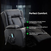 Recliner Chair - Electric Massage Lift Chair with Heat Function PU Leather Lounge Sofa Black V63-834091