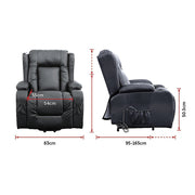 Recliner Chair - Electric Massage Lift Chair with Heat Function PU Leather Lounge Sofa Black V63-834091