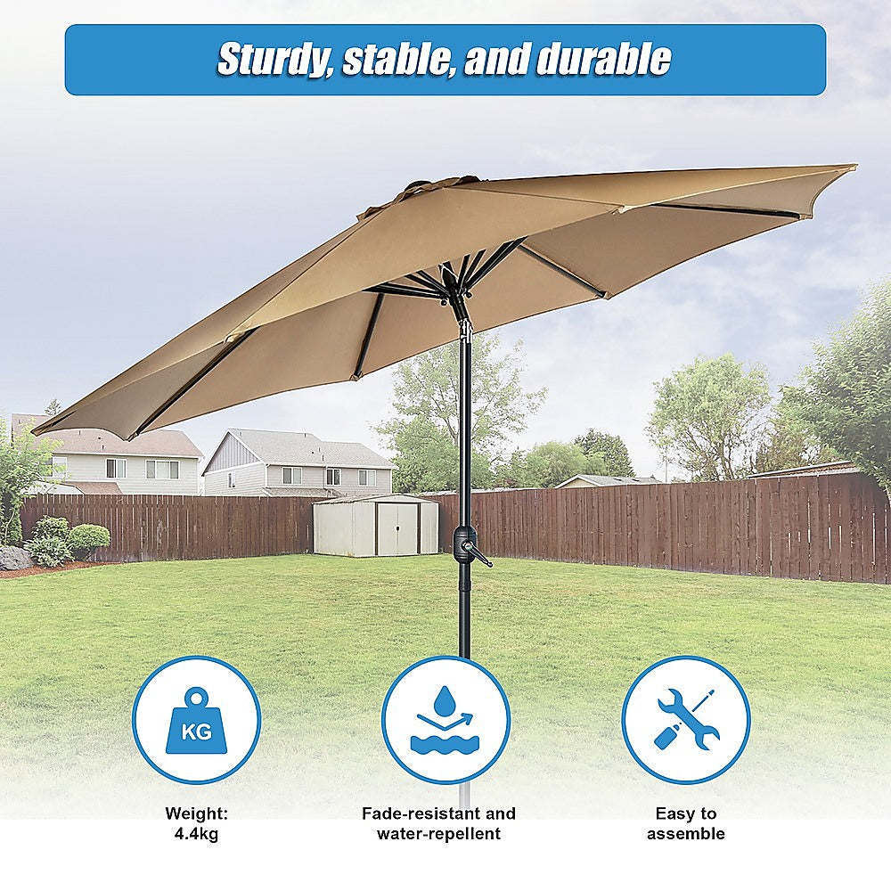 9FT Patio Umbrella Outdoor Garden Table Umbrella with 8 Sturdy Ribs V63-834241