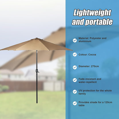 9FT Patio Umbrella Outdoor Garden Table Umbrella with 8 Sturdy Ribs V63-834241